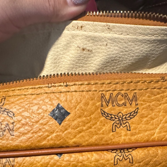 MCM Visetos Authentic Cosmetic Bag Monogram Logo Brown Clutch Bag Travel Pouch - Picture 10 of 10